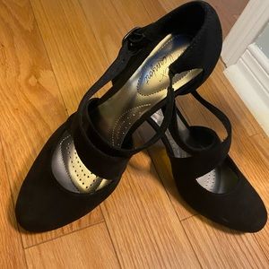 Black Suede Heels - WIDE width